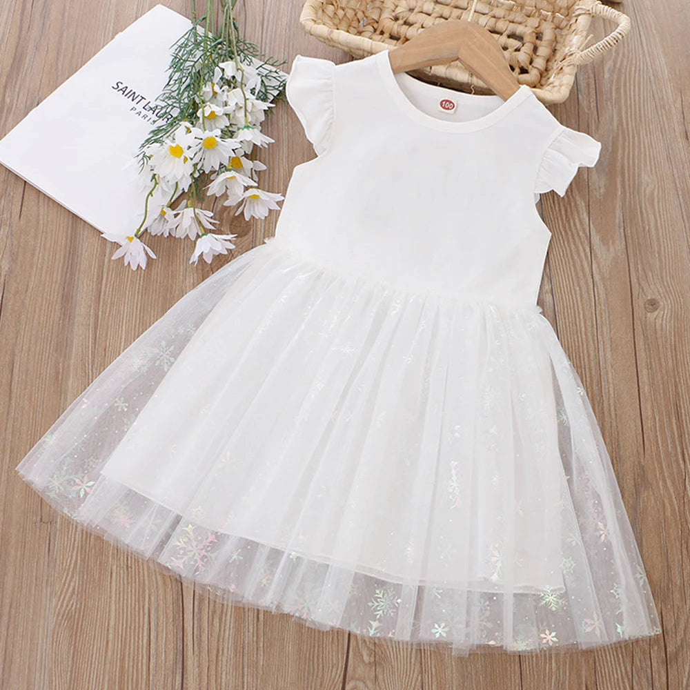 Kids Cute Princess Dress Clothes Children Summer New Short Sleeves For Fashion Dress Baby Girls Birthday Party Clothing 2-8T