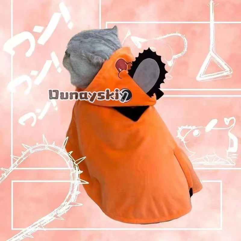 Pochita Pet Clothes Cat Dog Cloak Anime Cosplay Halloween Pet Prop Costume Soft Warrm Puppy Transformation Clothes Cosplay