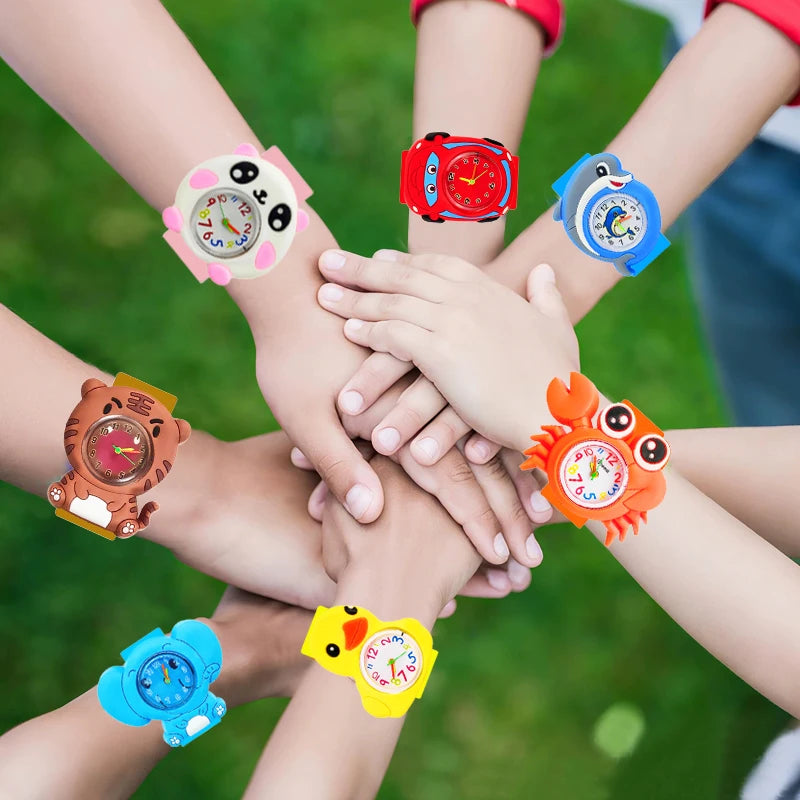 Cartoon Kids Wristwatches Suitable for Boys Girls Slap Bracelet Children Study Time Toy Watches Kindergarten Party Gift