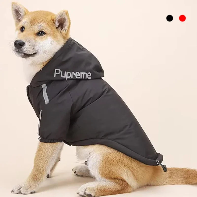 Pet Dog Waterproof Coat Reflective Puppy Warm Cotton Jacket Autumn Winter Hoodie Clothing For Dogs Cats Clothes