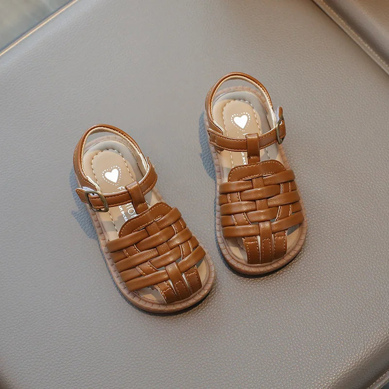Kids Sandals 2026 Summer Sandals for Boy Fashion Children Cut-Outs Beach Shoes Braided Style Causal Walking Flat Sandals