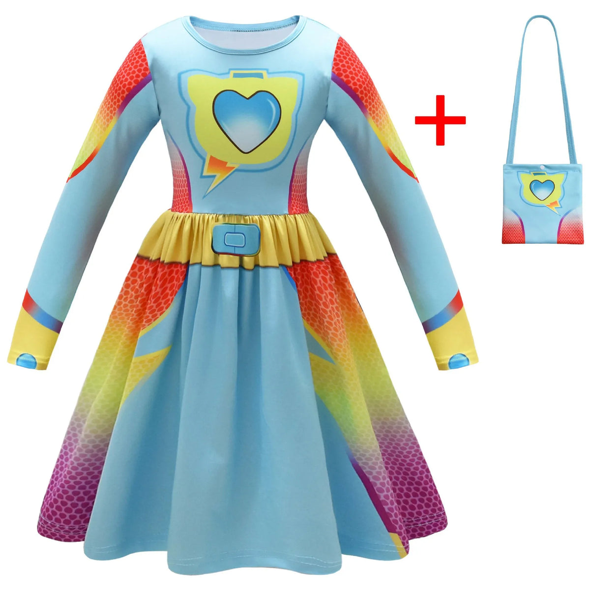 Kids Fly Sleeve Casual Dress Girls SuperKitties Costumes Cosplay Princess Dresses Fashionable trend dress Birthday Vestidos Gift