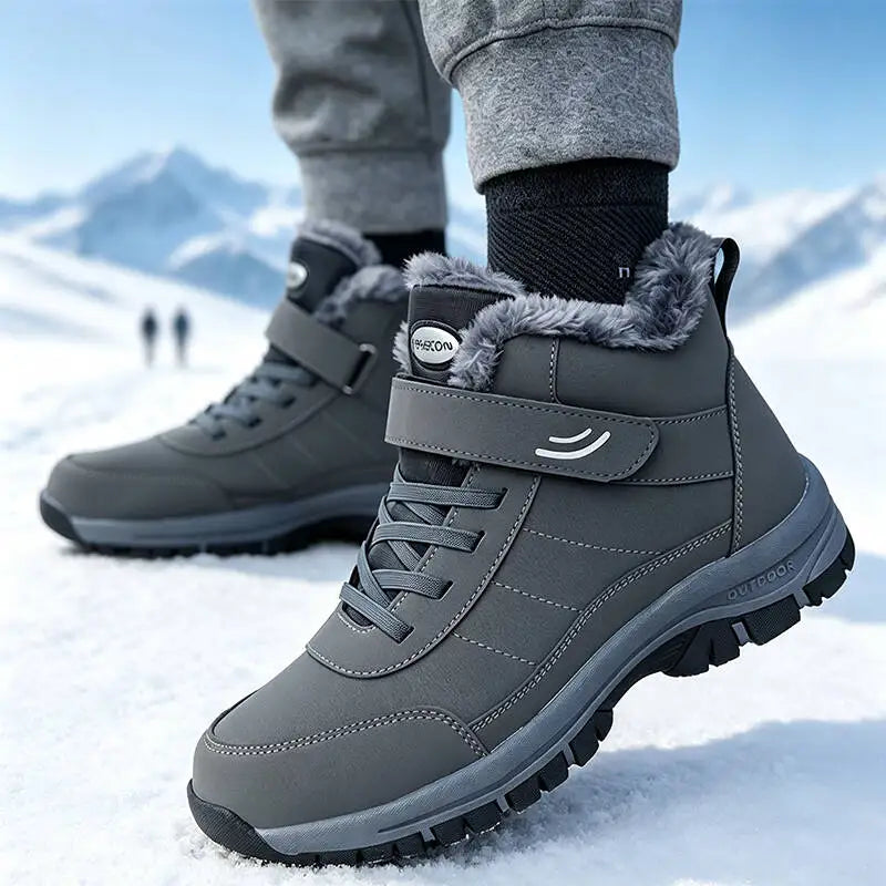 Men Boots Winter Snow Boots Outdoors Man Plush Warm Causal Shoe Waterproof Men Boots Male Sneakers No Water Seepage Ankle Boots