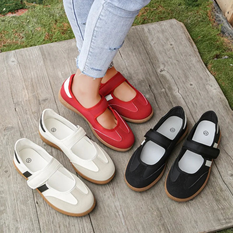 Women Sneakers 2026 New Striped Shallow Mouth Designer Shoes Spring Autumn Soft Soled Loafers Comfort Casual Female Sports Shoes