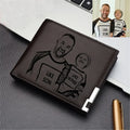 Men's Engraved Bifold Wallet - Custom Photo & Text Premium Leather - Father's Day Gift for Dad from Daughter, Personalized Gifts