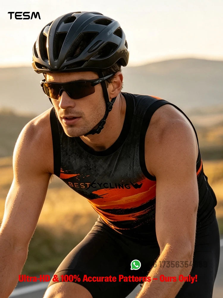 Kid Men Sleeveless Vest Breathable Quick-Dry Cycling Jersey Mountain Bikes and Road Bikes Sleeveless Sports Top Summer Running