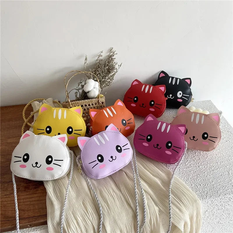 Cute Baby Kids Mini Coin Purse Handbags Boys Girls Wallet Pouch Crossbody Bags Lovely Cartoon Cat Children's Small Shoulder Bag