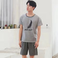 Men Pajama Set Cotton Short Sleeve Shorts Casual Striped Nightwear Loungewear Two-Piece Set Plus Size Summer Man Sleepwear