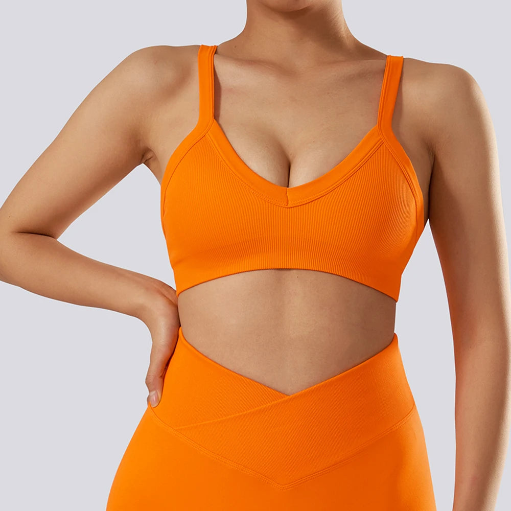 Backless Sportswear Woman Gym Sports Bra Seamless Underwear Woman  Inner Padded Yoga Vest Bralette Push Up Yoga Bra Female