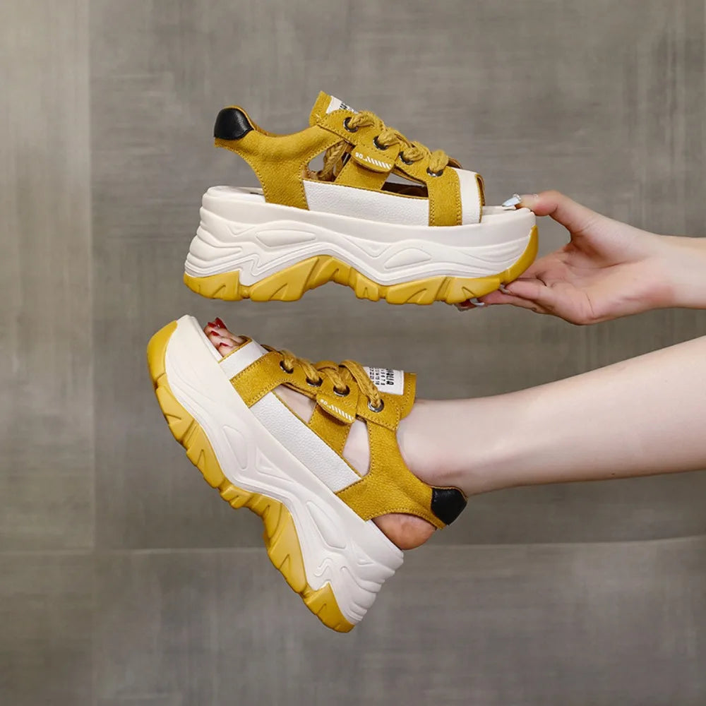 Sports Sandals for Women 2026 Summer High Heels Soft Bottom Retro Wind Fish Mouth Shoes Hollow Out 8cm Strap Sandals for Womens