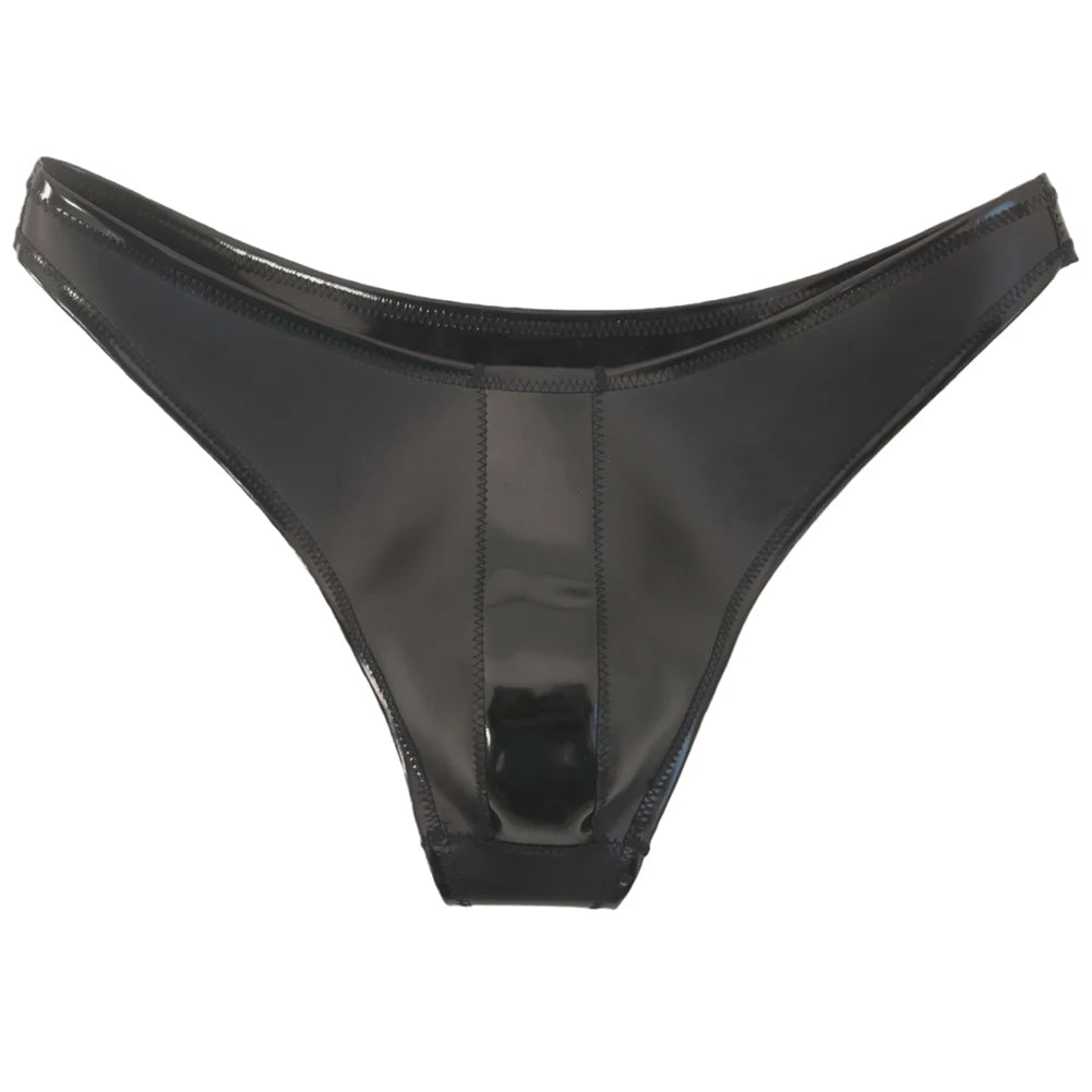 Men Sexy Latex Ammonia Glossy Brief Patent Leather Gay U Pouch Sexy Mens Accessories Bikini Low Rise Gay Lingerie Men's Clothing