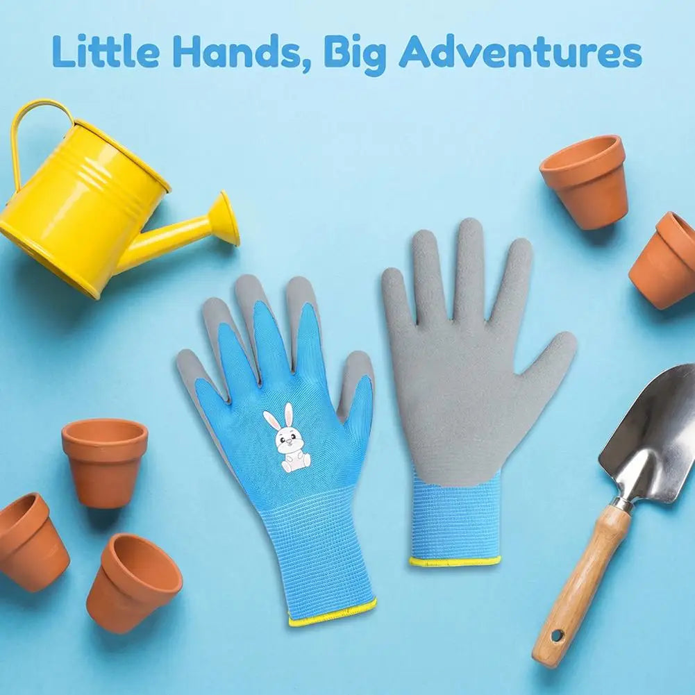 Kids Gardening Gloves, Non-slip Cartoon Rubber Coated Yard Work Gloves Waterproof Durable Safety Gloves for Toddlers Boys Girls