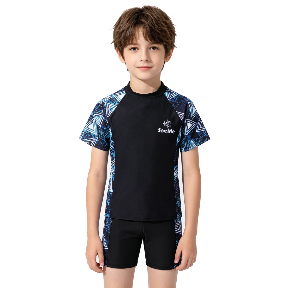 Kids Girls Split Swimsuit Sport Rash Guard 2 Pcs Quick Dry Swimwear for Training Pool Beach Party 2-12Y Children Swimming Suit