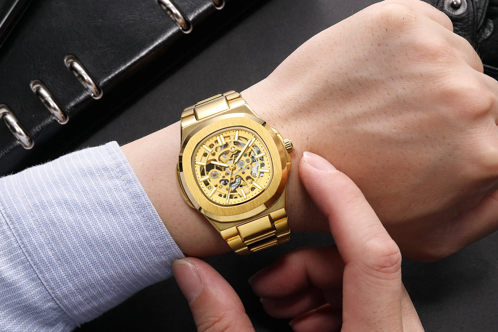 Men's Watches Luxury Automatic Watch For Men Mechanical Wristwatch Skeleton Stainless Steel Sapphire Glass Male Clock 2023