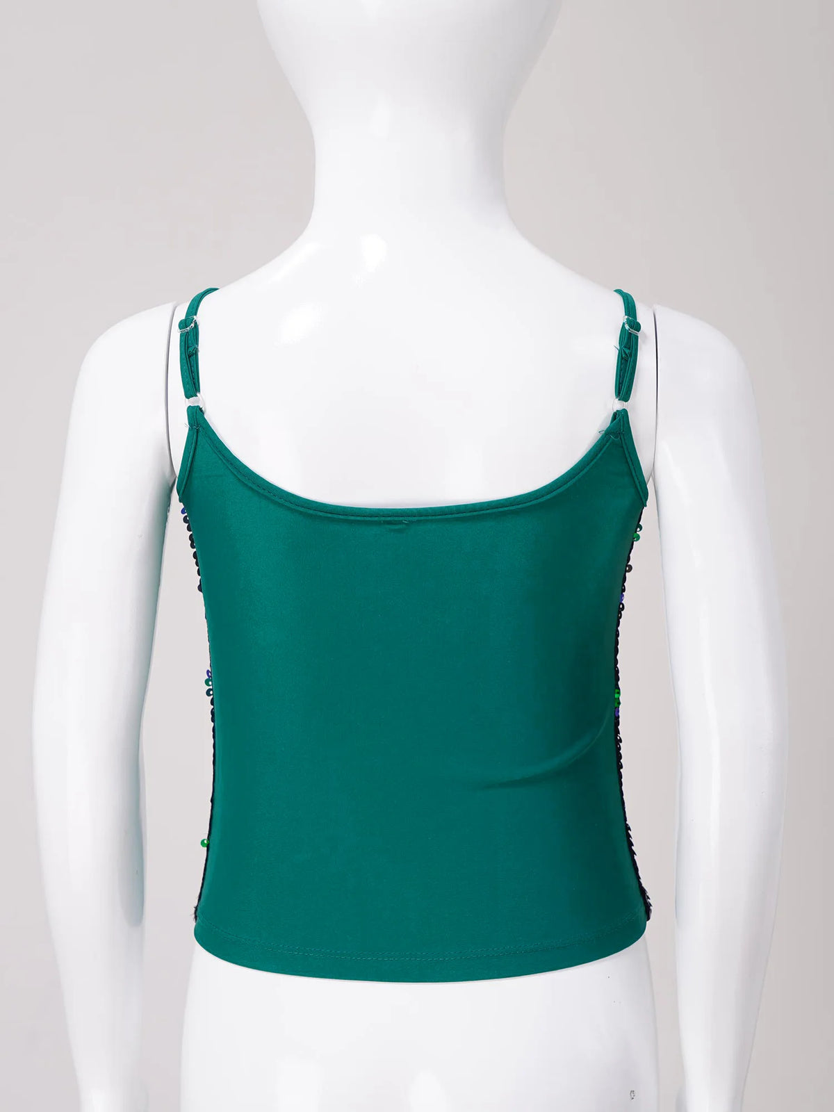 Kid Girl Sparkly Sequin Camisole Hip Hop Jazz Dance Tank Tops Spaghetti Straps Workout Gymnastics Vest Shirt Performance Costume