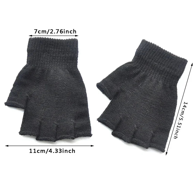 New Hot Children Magic Knitted Gloves Kids Stretch Half Finger Glove Winter Warm Mittens Solid Fingerless Girls Soft Wrist