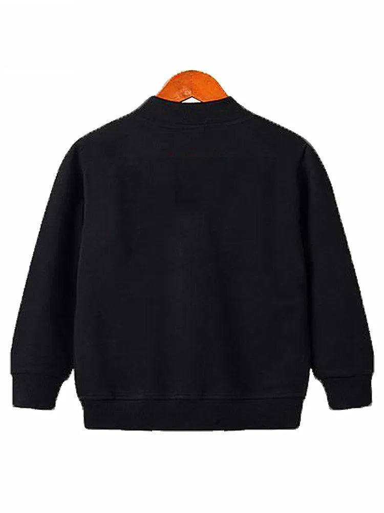 Kids Baseball Jacket V Collar Cardigan Zipper Sweatshirt Spring Autumn Daily Commute Plain Solid Top for Boys And Girls
