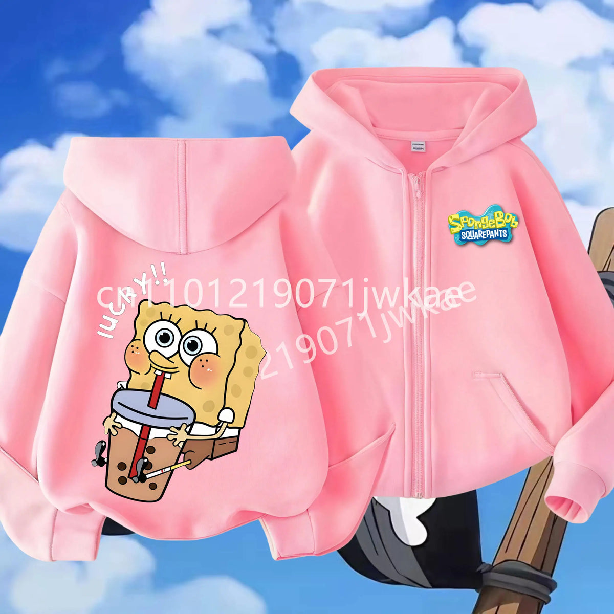 Hoodies Coat SpongeBob SquarePants Children Gifts Zipper Style Girls Boys Age 3-12 Kids Fashion Black Pink Fashion Sweatshirt