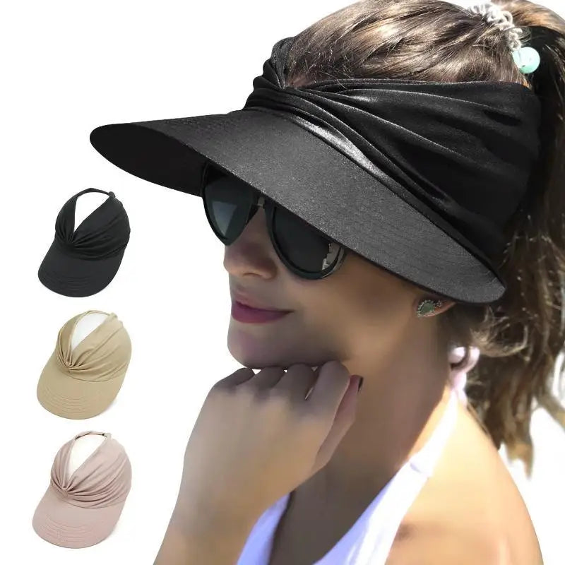 Beach Sun Hat For Women Spring/Summer With A Hollow Top Sun Protection Hat For Ladies Outdoor Sports Hat