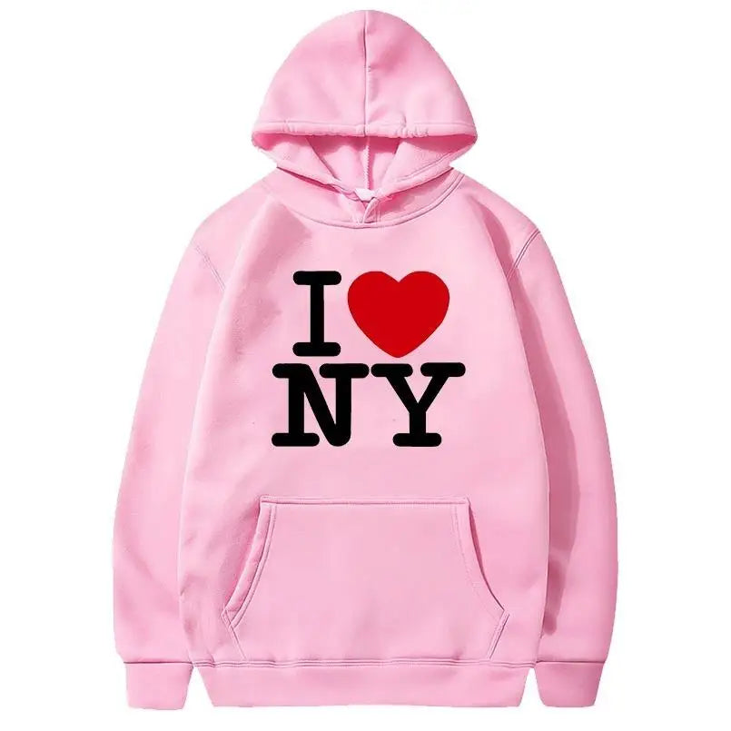 I Love New York Pritned Hoodies Men's and Women's Fashion Casual Hooded Pullover Street Hip Hop Clothing