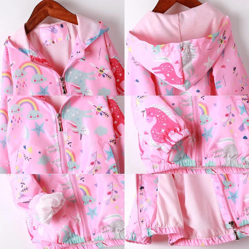 Kids Jackets for Girls Clothes 2 to 3 4 5 6 7 8 9 Years Cute Waterproof Children Coats Toddler Girl Outerwear Korea Unicorn Tops