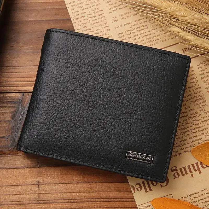 New Men Wallets Premium Product Real Cowhide for Man Short Black Walet Portefeuille Homme