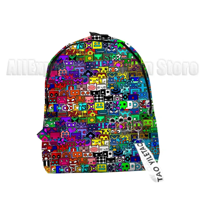 Kids Angry Geometry Dash 3D Print Backpacks for Girls Boys Cartoon Anime Bookbags Students School Bags Children Knapsacks Gifts
