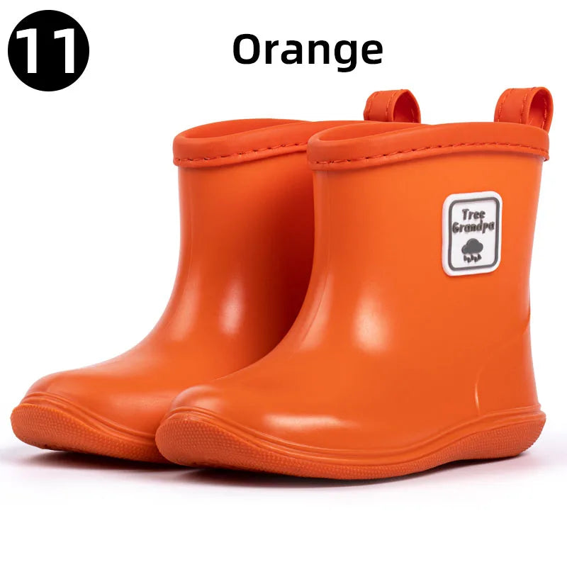 Toddler Rain Boots Baby Kids Easy-on Rubber Rain shoes Children Waterproof Shoes for Boys Girls Soft Toddler Rubber Shoes