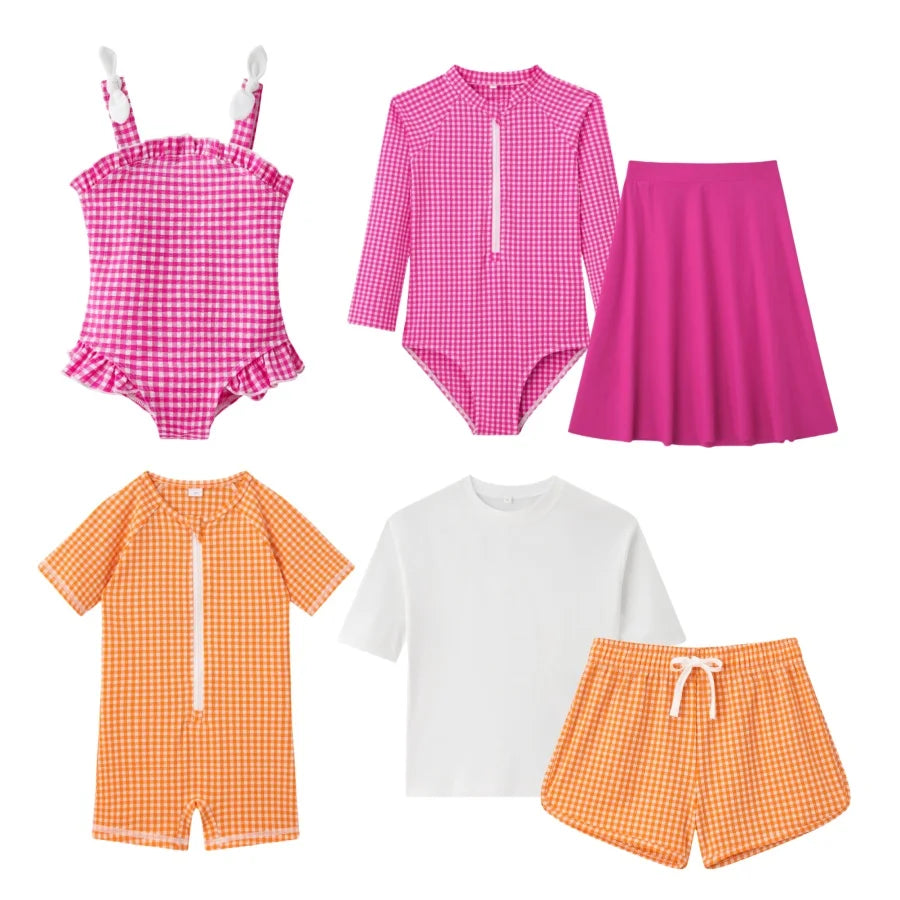 Clearance sale AS 2025 kids gingham swimwear collection