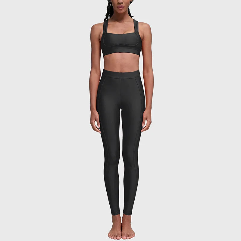 Women's Sportswear Suit Beautiful Back Running Bra High Waist Hip Lifting Abdominal Compression Slimming Effect Leggings Yoga