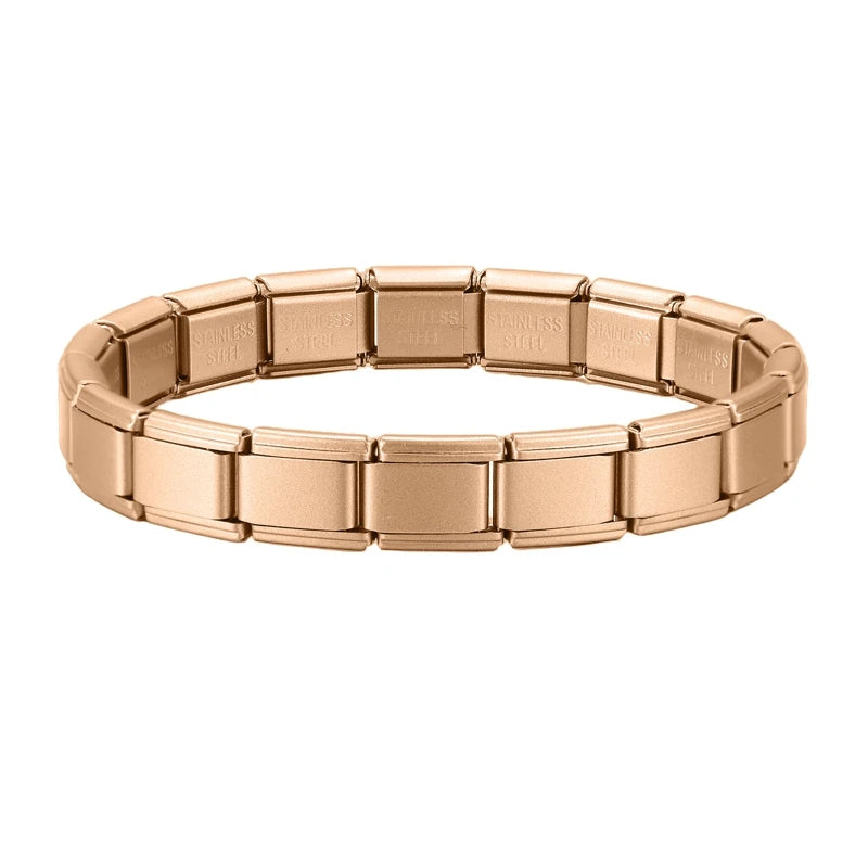 Men's Women's Jewelry DIY 9MM Width Italian Elastic Charm Bracelets Gold Silver Solid Color Stainless Steel Fashion Bangle Basic