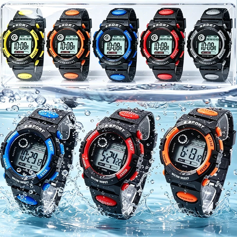 Kids Digital Watch Waterproof LED Luminous Sport Silicone Strap Children Boy Girl Multi-Function Alarm Stopwatch Calendar Clock