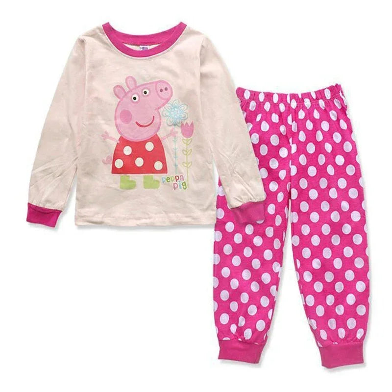 Cartoon Peppa Pig Movable Doll Pajamas Set for Boys and Girls