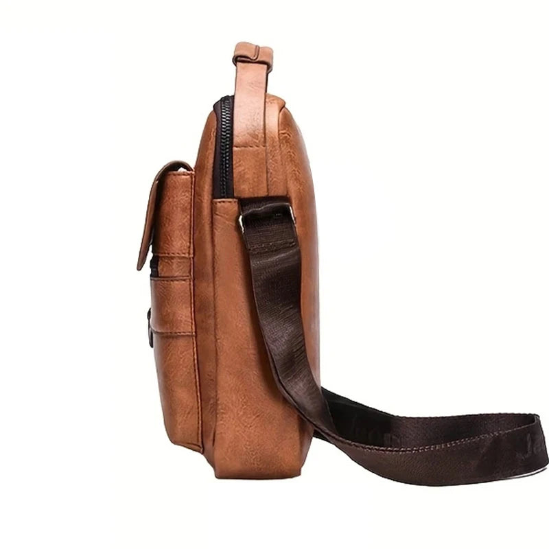 Men's Bags Can Be Carried On One Shoulder With a Slanted Strap. Made of PU Material, They Are Suitable for Business Outings.