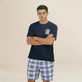 Men's Popular Men Can Wear Loungewear Suits, Cartoon Pajama Set Short-sleeved Plaid Pants Pajamas Pijamas Lounge Set Pyjamas Men
