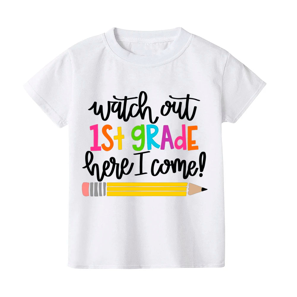First Day of Kindergarten Kid T-Shirt Girl Boy Clothes Back To School Shirt Preschool 1-5th Grade Child Shirts School Opens Gift