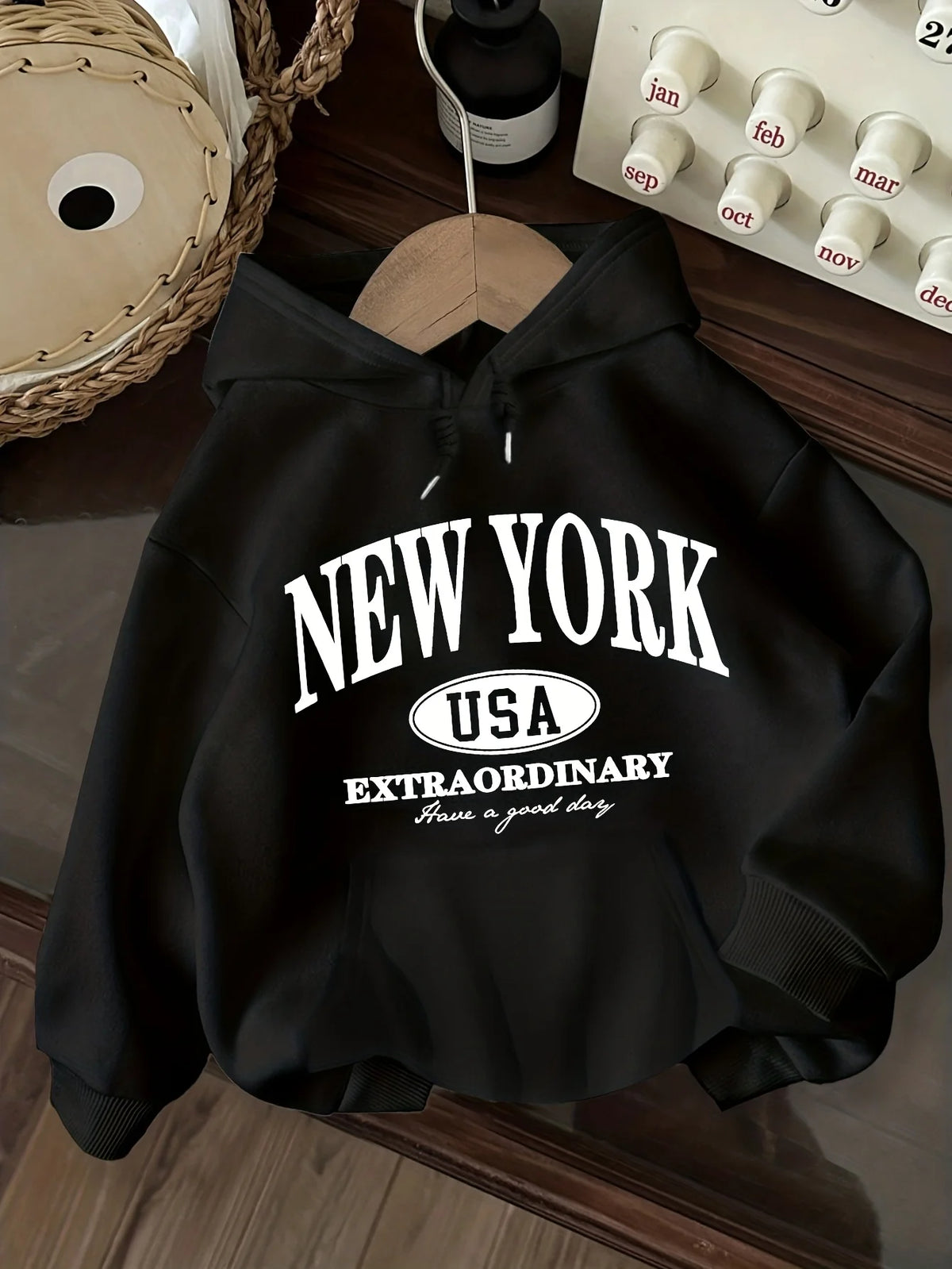 Casual Stylish Women'S Hoodie with Letter Print Long Sleeve Pullover with Kangaroo Pockets Comfortable Stylish Minimalist Design