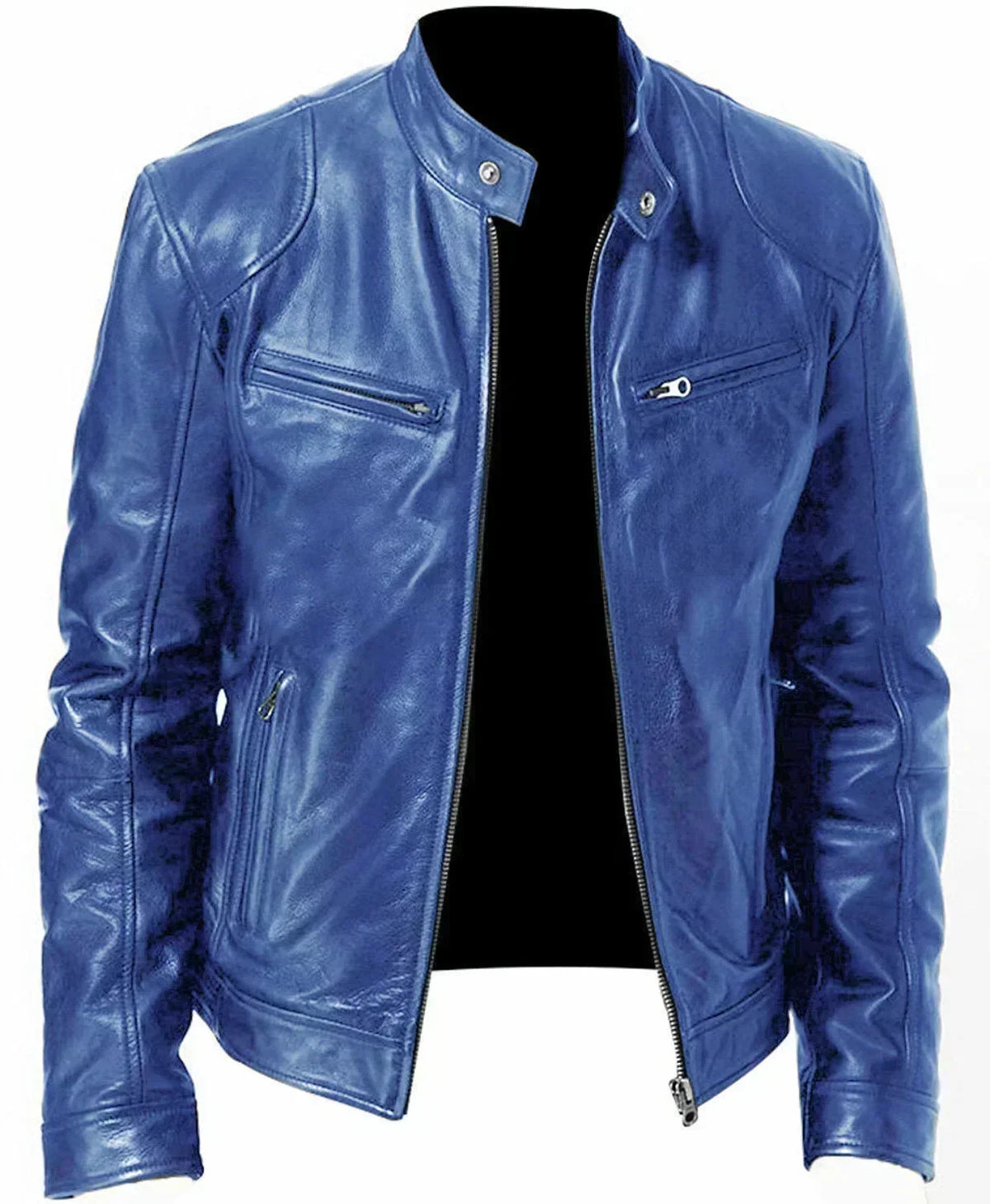 Motorcycle Leather Jackets Man Casual Fashion Motorcycle Coat Slim Fit Lapel PU Jackets Fall Anti-wind Leather Coat Male Retro