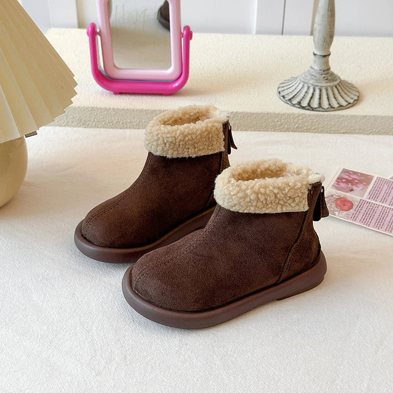 Kids Boots for Boys Girls Fashion Autumn Winter Children Thermal Cotton Back Zipper 2025 Warm Brand New Girls Ankle Boots 26-37