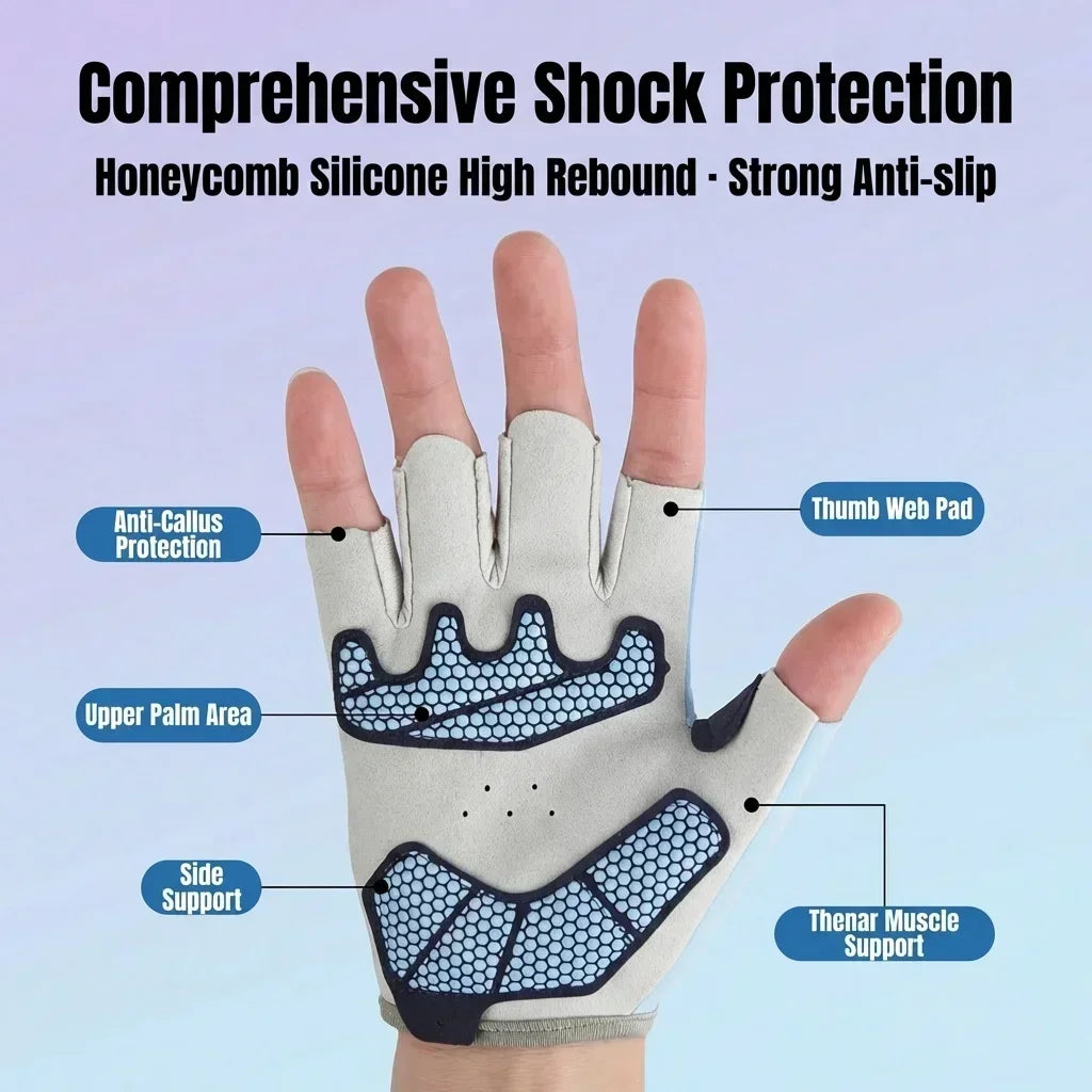 Kids Half Finger Sports Gloves Anti‑Slip Shock‑Absorbing Breathable Cycling Skateboard Protective Gloves for Boys Girls Outdoor