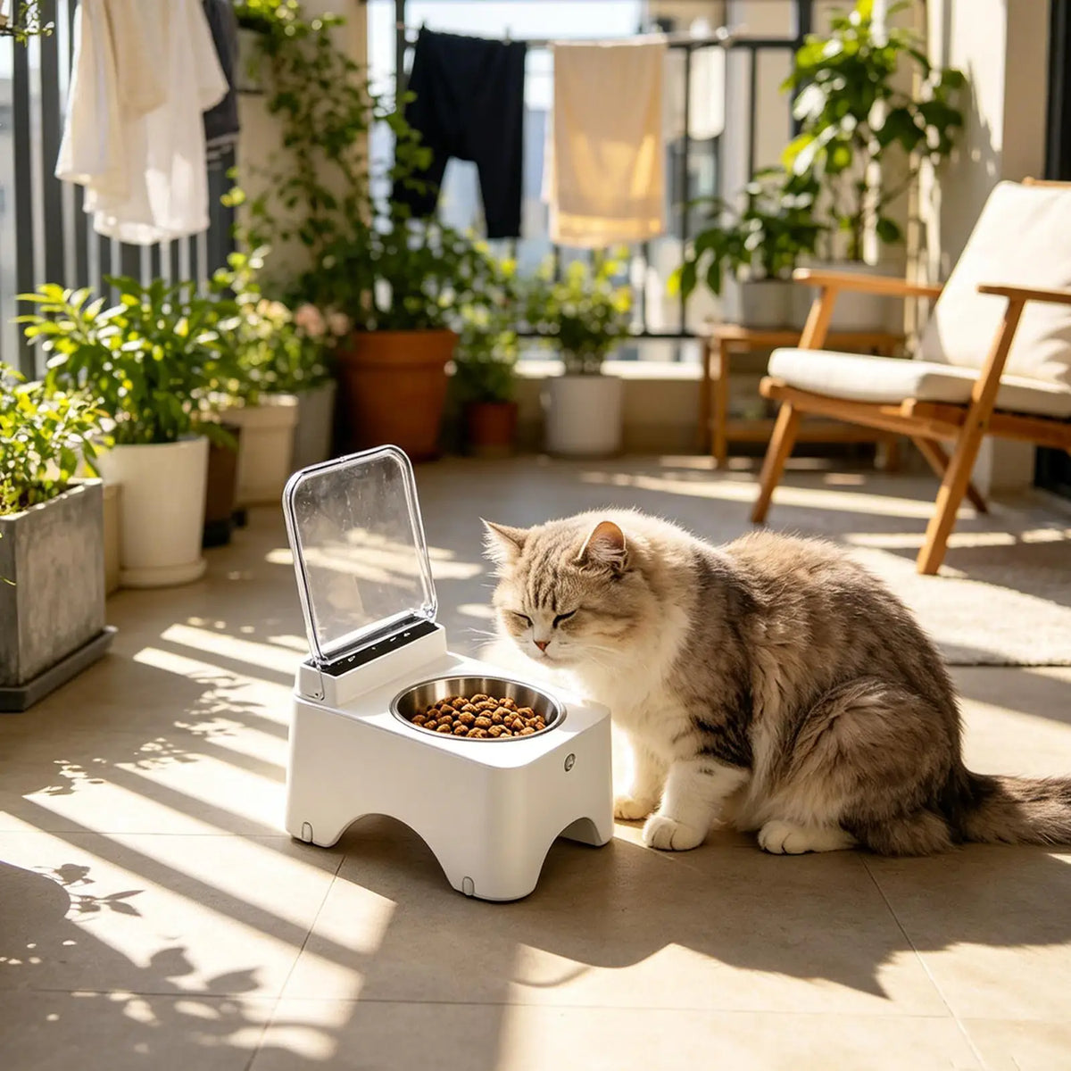 Pet Feeder With Automatic Lid Cat Food Dispenser Pet Bowls Drink Water Feeding Bowl Dustproof Feeder For Cat Dog Pet home