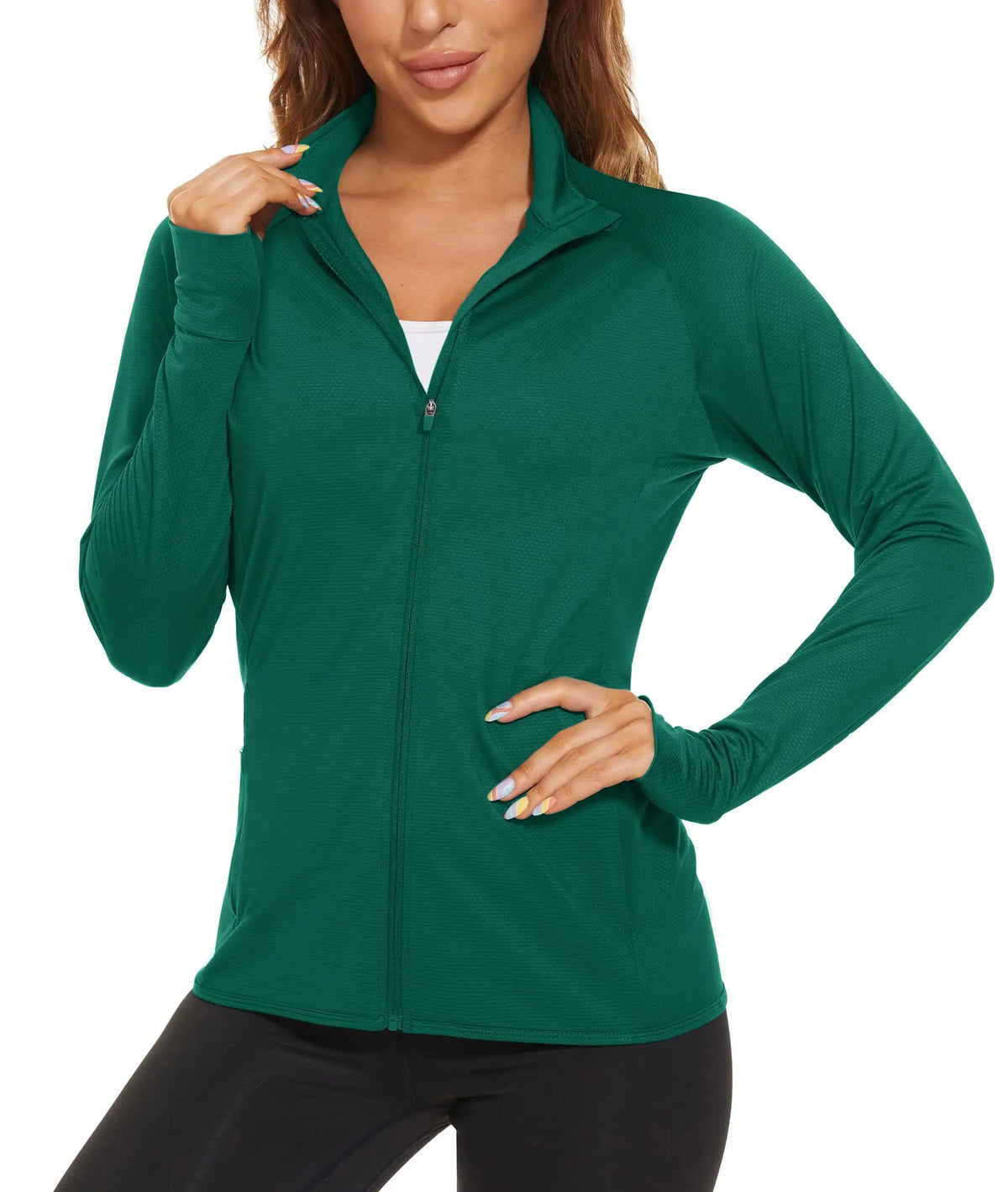 TACVASEN UPF 50+ Sun Protection Summer Shirts Womens Long Sleeve Shirts Full Zip Casual Jackets Zipper Pockets Golf Athlete Tops
