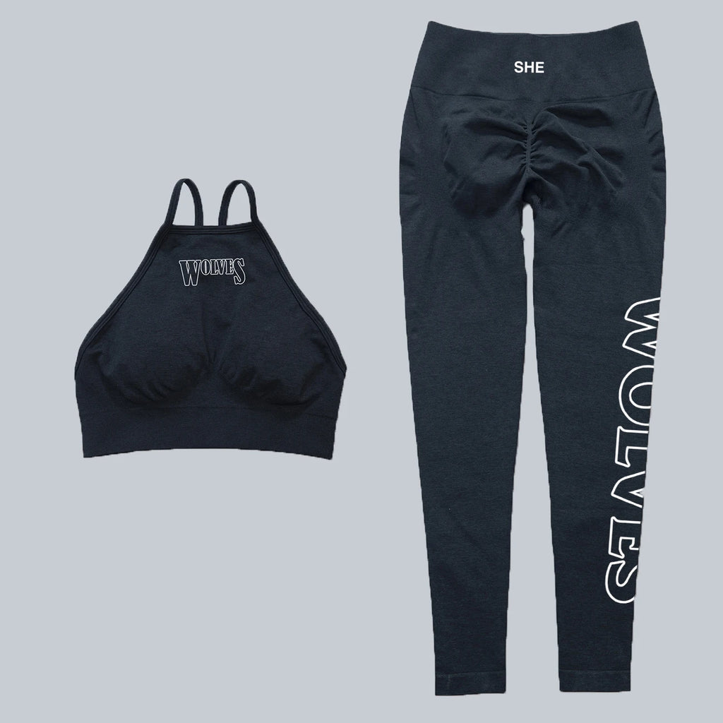 Women's Fitness Set Quick-Drying Push-Up Sports Bra And Elastic Gym Shorts Yoga Running Leggings Sweatswear Clothing