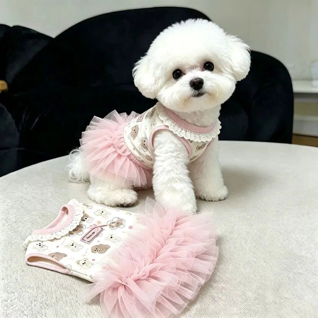 Cartoon Pet Products Dog Clothes Cute Bow Pet Dresses Summer Breathable Small Dog Clothing Teddy Sweet Skirt Pet Supplies