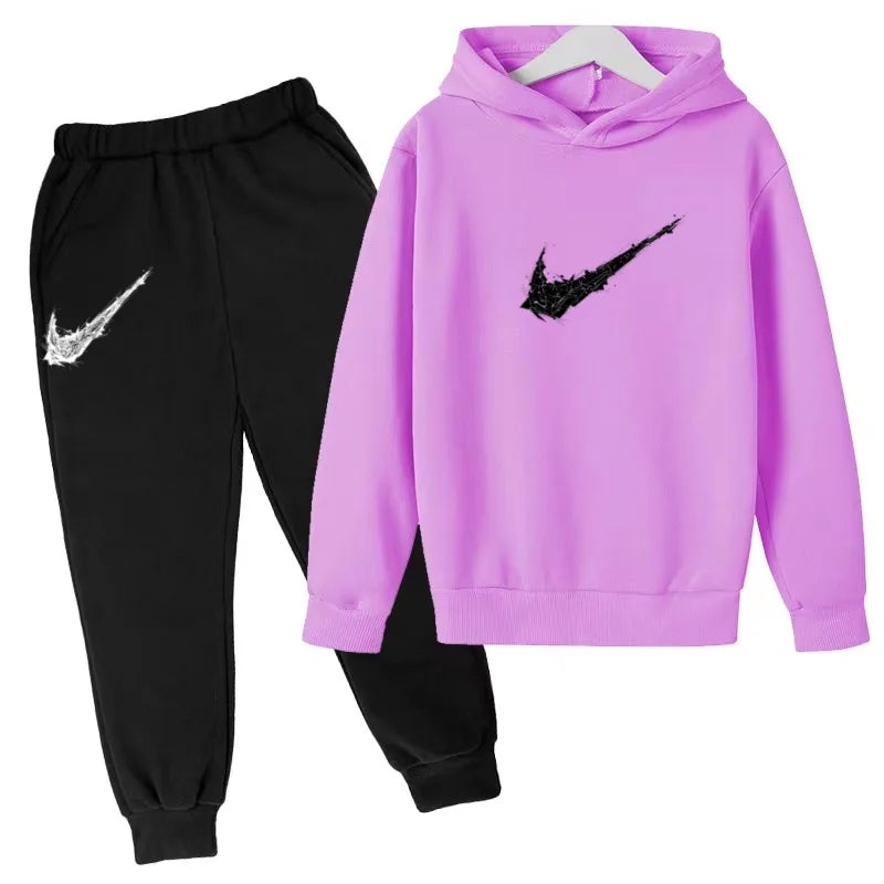 Kids Autumn Winter Hoodie Boy Girl 3-13Yrs Letter Print Clothing Casual Top+Trousers 2P Child Gift Brand Sports Coat Jogging Set