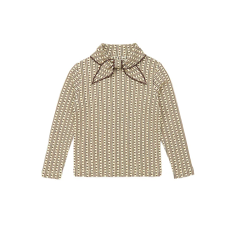 Kids' Sweater Set for Autumn & Winter 2025 MP Series - Girls' Tie-Front Shirt, Popcorn Knit Top, Skirt and Shawl Set