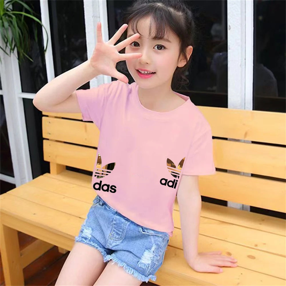 Kids T-shirts Summer Letter Stamp O-neck Short Sleeve -Tshirts+Pants Suits 2-12 Years Boys Girls Casual Outfits Children Clothes