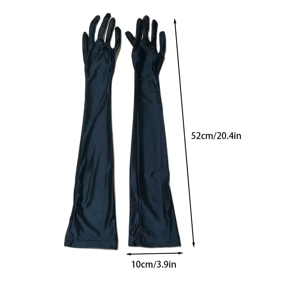 52cm Woman High Stretch Sexy Oil Smooth Glvoes Night Club Party Long Gloves Sun Protection Hand Dance Stage Performance Cosplay