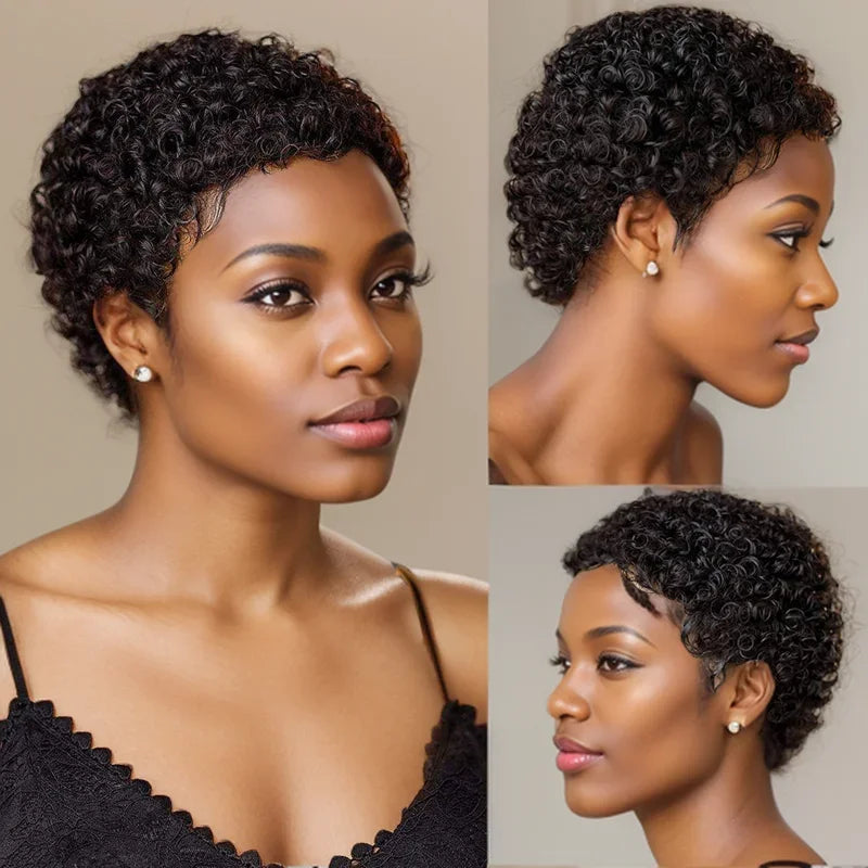 Kinky Curly Human Hair Wigs For Women Colored 27 99J Short Curly Wigs 100% Human Hair Machine Made Cheap Wigs on Sale Clearance