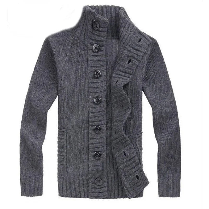 Men Sweater New Autumn Front Button Cardigan Stand Collar Sweaters for Men Coat Winter Warm Knitwear Clothing pull homme MY271